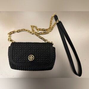 Tory Burch Mini Black Quilted Bag with Gold Chain